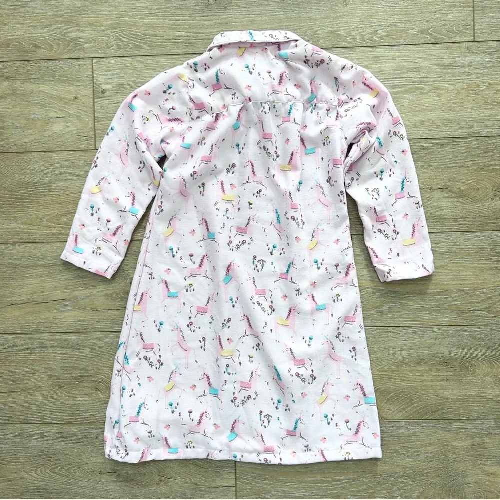 Pottery Barn Kids‎ Girls Nigh-shirt Nightgown Light Pink Unicorn Floral Sz 8